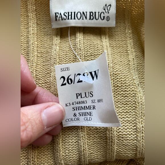 Vtg Fashion Bug NWT Shimmer Gold Ribbed Cardigan Women's 26/28W Glitter Glam - Picture 4 of 5